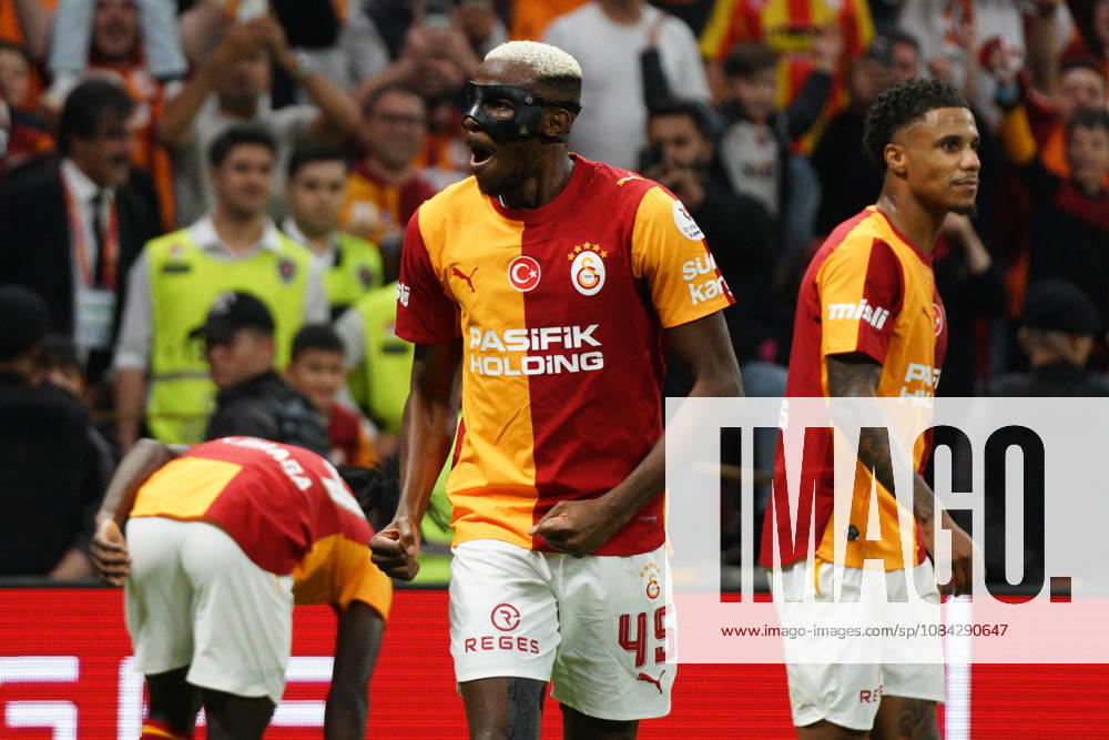 Victor Osimhen (C) of Galatasaray celebrates after goal scored by Mario Lemina during the Turkish Super League 2026 27 match between Galatasaray and Kasimpasa at RAMS Park Stadium in Istanbul, Turkey, on October 9, 2026. Sariyer Turkey - ZUMAu194 20261009_zip_u194_027