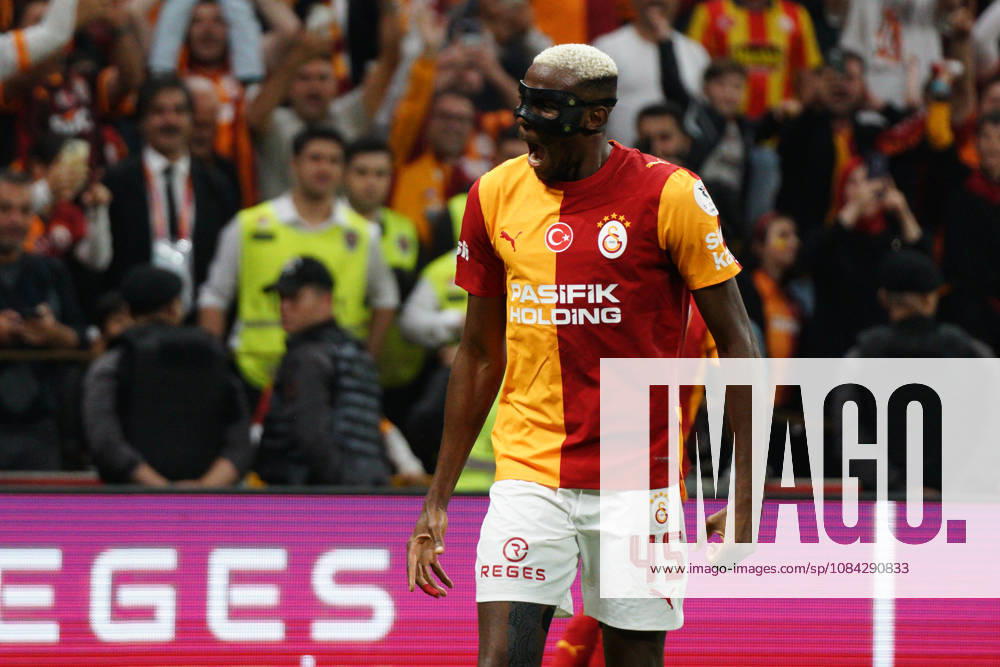 Victor Osimhen (C) of Galatasaray celebrates after goal scored by Mario Lemina during the Turkish Super League 2026 27 match between Galatasaray and Kasimpasa at RAMS Park Stadium in Istanbul, Turkey, on October 9, 2026. Sariyer Turkey - ZUMAu194 20261009_zip_u194_028