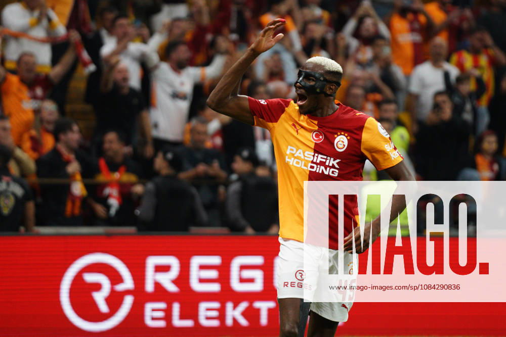 Victor Osimhen (C) of Galatasaray celebrates after goal scored by Mario Lemina during the Turkish Super League 2026 27 match between Galatasaray and Kasimpasa at RAMS Park Stadium in Istanbul, Turkey, on October 9, 2026. Sariyer Turkey - ZUMAu194 20261009_zip_u194_029