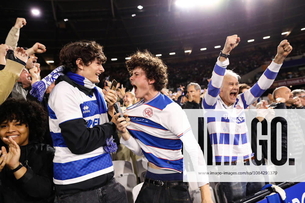 West Ham United v Queens Park Rangers 09 October 2026, London - EFL Championship Football - West Ham United v Queens Park Rangers - QPR fans celebrate their first goal - Photo: Jacques Feeney Offside. London UK