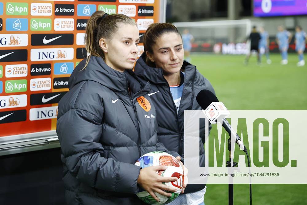 , Pancho Arena, season 2026 2027 , UEFA worldcup qualification football play-offs round 1 , match between Hungary and The Netherlands (women) 1st leg final score 0-8. Pictures shows Netherlands player and Netherlands player Victoria Pelova (L) Hungary - Netherlands (women) x208080466x