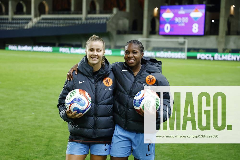 , Pancho Arena, season 2026 2027 , UEFA worldcup qualification football play-offs round 1 , match between Hungary and The Netherlands (women) 1st leg final score 0-8. Pictures shows a double hattrick by Netherlands player Lineth Beerensteyn and Netherlands player Victoria Pelova Hungary - Netherlands (women) x208080883x