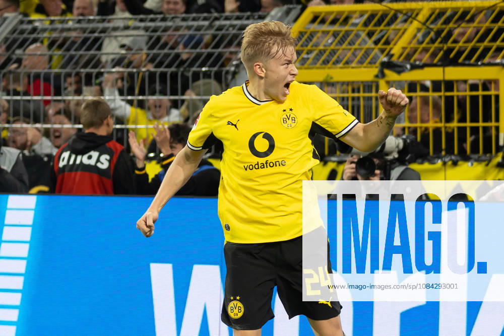 Dortmund, Deutschland 09. Oktober 2026: 1. BL - 2026 2027 - Sp. 5 - Borussia Dortmund gegen SV Werder Bremen Im Bild: Daniel Svensson (BVB) jubelt nach seinem Tor zum 1:0 für den BVB DFL DFB regulations prohibit any use of photographs as image sequences and or quasi-video. Signal Iduna Park Nordrhein Westfalen