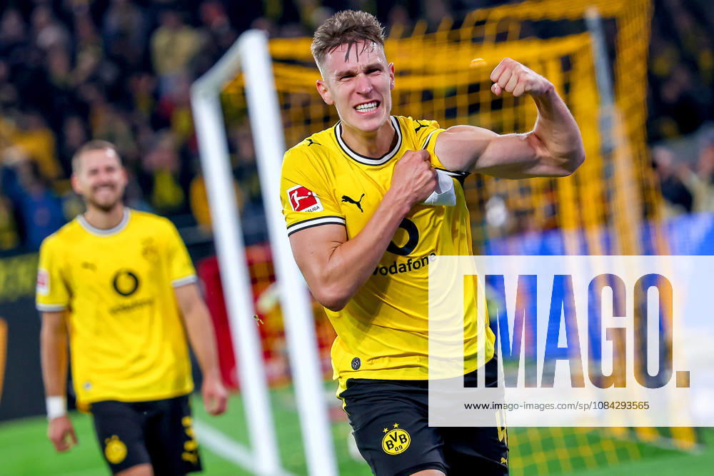 Fußball, Borussia Dortmund - SV Werder Bremen, 1. Fußball Bundesliga, 05. Spieltag, Signal Iduna Park, Saison 2026 27: Torjubel nach dem Tor zum 2:0 durch Torschütze Nico Schlotterbeck (BVB 04) DFB regulations prohibit any use of photographs as image sequences and or quasi-video. Nordrhein-Westfalen Deutschland