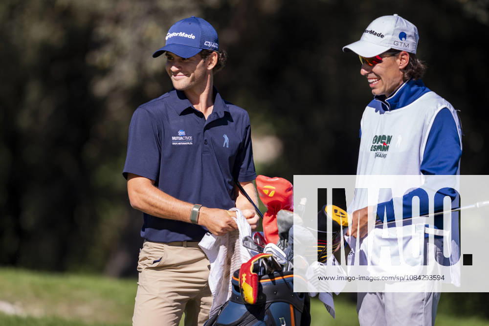 Open de Espana presented by Madrid - Day Two MADRID, SPAIN - OCTOBER 9: Angel Ayora of Spain (L) interacts with his caddie on day two of the Open de Espana presented by Madrid at Club de Campo Villa de Madrid on October 9, 2026 in Madrid, Spain. Madrid Club de Campo Villa de Madrid Madrid Spain