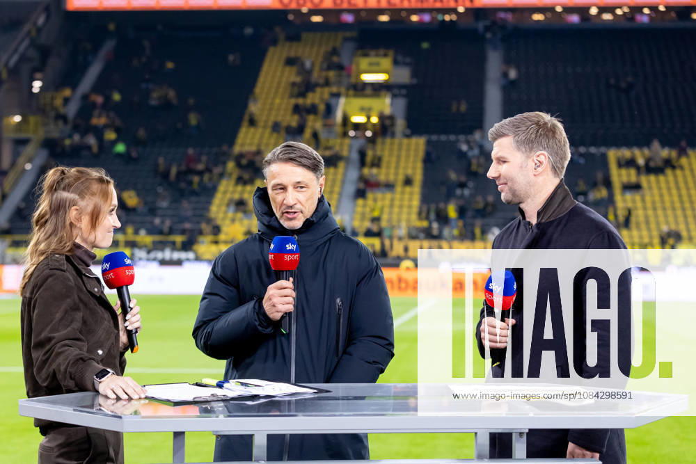 Dortmund, Deutschland 09. Oktober 2026: 1. BL - 2026 2027 - Sp. 5 - Borussia Dortmund gegen SV Werder Bremen Im Bild: v.li im Interview Im Bild: Nele Ocik (SKY Moderatorin), Trainer Niko KovaÄ Kovac (BVB), Thomas Hitzelsperger (SKY Experte) DFL DFB regulations prohibit any use of photographs as image sequences and or quasi-video. Signal Iduna Park Nordrhein Westfalen