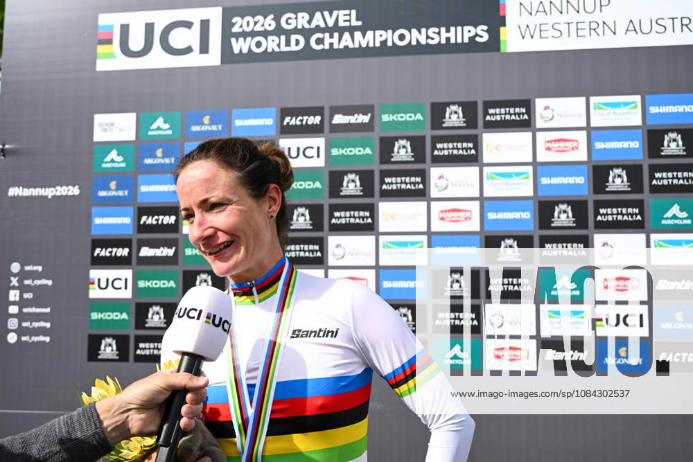 2026 UCI Gravel World Championships Picture by Zac Williams SWpix.com - 10 10 2026 - Cycling - 2026 UCI Gravel World Championships - Nannup, Western Australia, Australia - Womens Elite Podium - Marianne Vos (Netherlands) wins to become World Champion