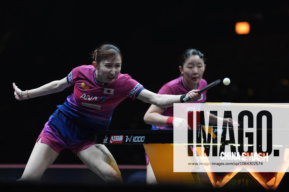 (261010) -- BEIJING, Oct. 10, 2026 -- Harimoto Miwa Hayata Hina (L) of Japan compete during the women s doubles final match against Wang Manyu Kuai Man of China at 2026 World Table tennis, Tischtennis (WTT) China Smash in Beijing, China, Oct. 10, 2026. ) (SP)CHINA-BEIJING-TABLE TENNIS-WTT-CHINA SMASH-WOMEN S DOUBLES (CN) XiexHan