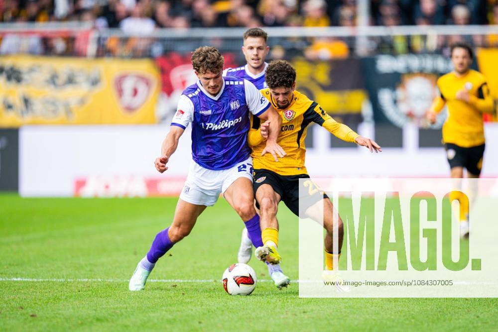 Fußball, 2026 2027, 2. Bundesliga, 7. Spieltag, VfL Osnabrück - SG Dynamo Dresden: (L-R) Robin Fabinski (Osnabrück), Ben Bobzien (Dresden) DFL REGULATIONS PROHIBIT ANY USE OF PHOTOGRAPHS AS IMAGE SEQUENCES AND OR QUASI-VIDEO.