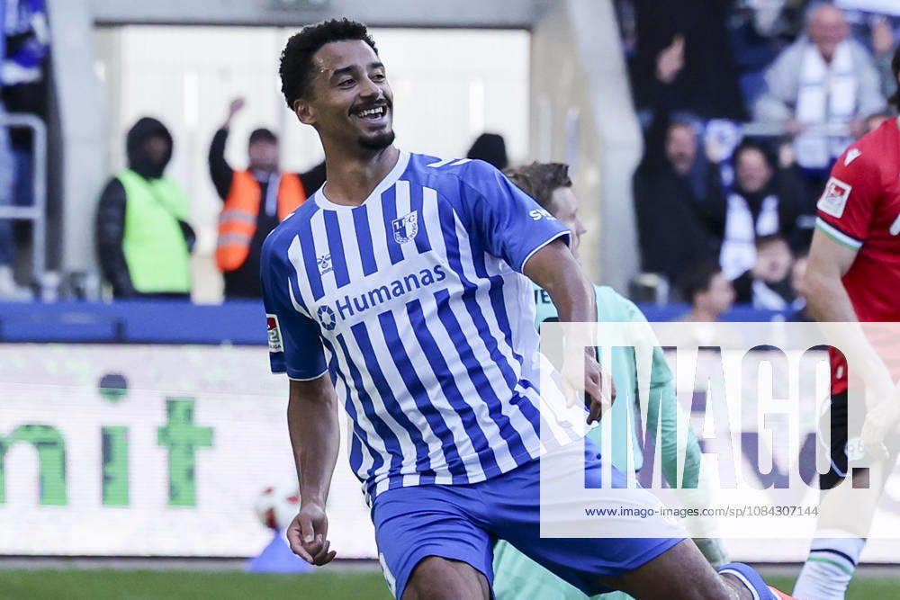 Emmanuel Iyoha (1. FC Magdeburg) bejubelt seinen Treffer zum 2:0 waehrend des spiels der 2. Bundesliga zwischen 1. FC Magdeburg und Hannover 96, Avnet Arena am 10. October 2026 in Magdeburg, Deutschland. (Foto von Marco Steinbrenner DeFodi Images) +++ Emmanuel Iyoha (1. FC Magdeburg) celebrates after scoring his teams second goal during the 2nd Bundesliga match between 1. FC Magdeburg and Hannover 96 at Avnet Arena on October 10, 2026 in Magdeburg, Germany. (Photo by Marco Steinbrenner DeFodi Images) DFB DFL REGULATIONS PROHIBIT ANY USE OF PHOTOGRAPHS AS IMAGE SEQUENCES AND OR QUASI-VIDEO. (Photo by Marco Steinbrenner DeFodi Images) -