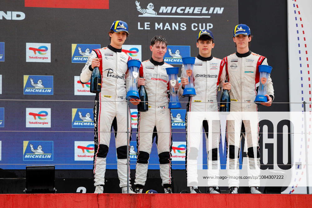 AUTO - MLC 2026 - PORTIMAO 12 ROGEON Arthur (fra), RABER August (uae), Brutal Fish Campos Racing, Ligier JS P325 - Toyota, LMP3, 19 RYBA Matus (svk), FLUXÃÄ CROSS Lucas (esp), Brutal Fish Campos Racing, Ligier JS P325 - Toyota, LMP3, podium, portrait celebration during the 6th round of the 2026 Michelin Le Mans Cup on the Autodromo Internacional do Algarve from October 8 to 10, 2026 in Portimao, Portugal - PortimaoPortugal