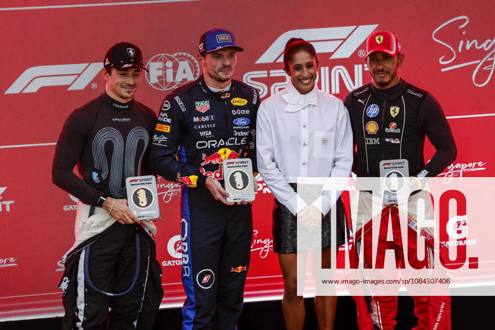 F1 - SINGAPORE GRAND PRIX 2026 LECLERC Charles (mco), Scuderia Ferrari SF-26, VERSTAPPEN Max (nld), Red Bull Racing Ford RB22, HAMILTON Lewis (gbr), Scuderia Ferrari SF-26, portrait during the 2026 Formula 1 Singapore Grand Prix, 17th round of the 2026 Formula One World Championship, WM, Weltmeisterschaft from October 9 to 11, 2026 on the Marina Bay Street Circuit, in Singapore, Singapore - SingaporeSingapore