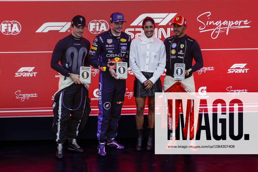 F1 - SINGAPORE GRAND PRIX 2026 LECLERC Charles (mco), Scuderia Ferrari SF-26, VERSTAPPEN Max (nld), Red Bull Racing Ford RB22, HAMILTON Lewis (gbr), Scuderia Ferrari SF-26, portrait during the 2026 Formula 1 Singapore Grand Prix, 17th round of the 2026 Formula One World Championship, WM, Weltmeisterschaft from October 9 to 11, 2026 on the Marina Bay Street Circuit, in Singapore, Singapore - SingaporeSingapore