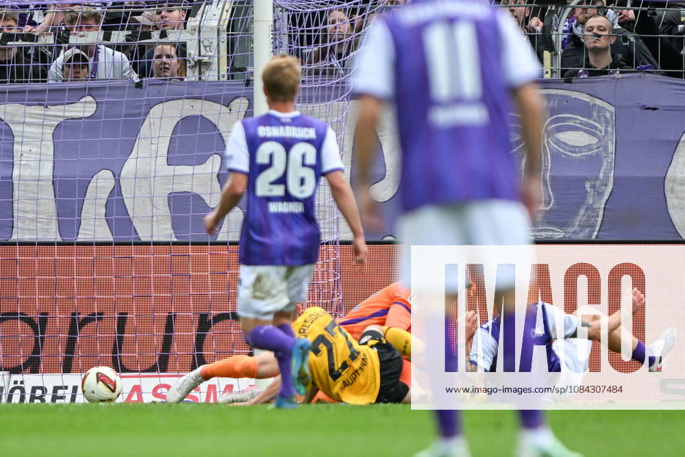 2. Bundesliga - 26 27 - VfL Osnabrück - Dynamo Dresden am 10.10.2026 an der Bremer Brücke in Osnabrück Tor zum 0:1. Torschuetze Torschütze Niklas Hauptmann (Dresden) mit dem Treffer zum 0:1
