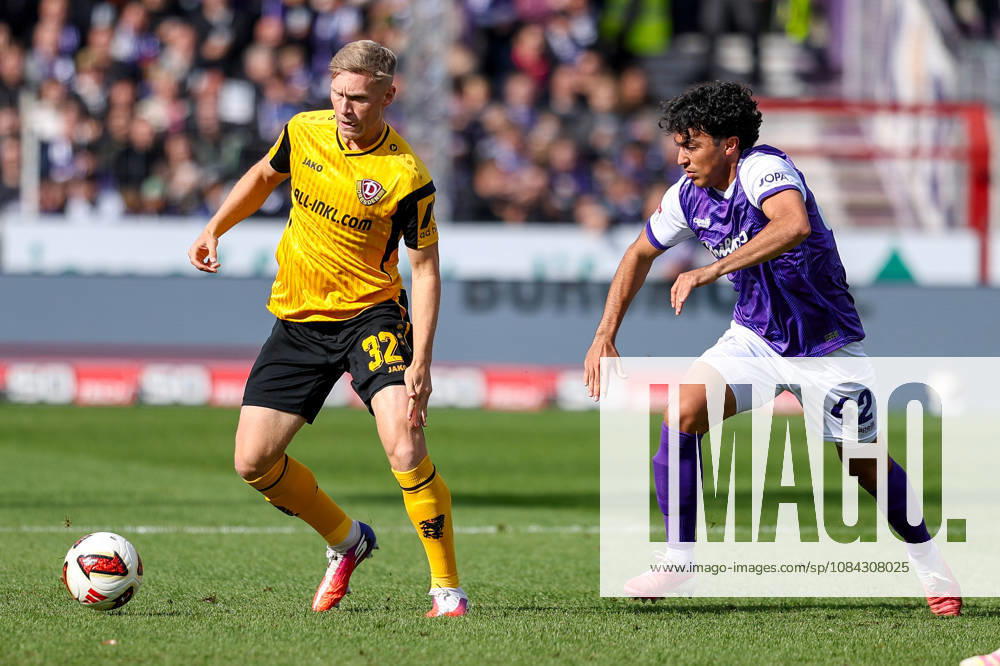 2026.10.10, Fußball, 2. Bundesliga, VfL Osnabrück - SG Dynamo Dresden, Stadion an der Bremer Brücke, 7.Spieltag, Saison 2026 2027: Friedrich Mueller (SG Dynamo Dresden 42) im Zweikampf gegen Jonathan German Gomez (VfL Osnabrueck 42) DFB regulations prohibit any use of photographs as image sequences and or quasi-video. Photo: WilkowskixPressefotoKochx Niedersachsen Deutschland