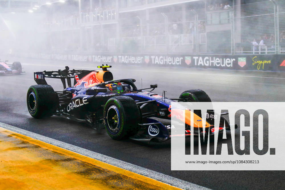 10th October 2026; Marina Bay, Singapore; Formula 1, Singapore Grand Prix, Sprint Race and Qualifying Day; Isack Hadjar (6) of France and Oracle Red Bull Racing encounters issues on lap 1 DavidxAsh