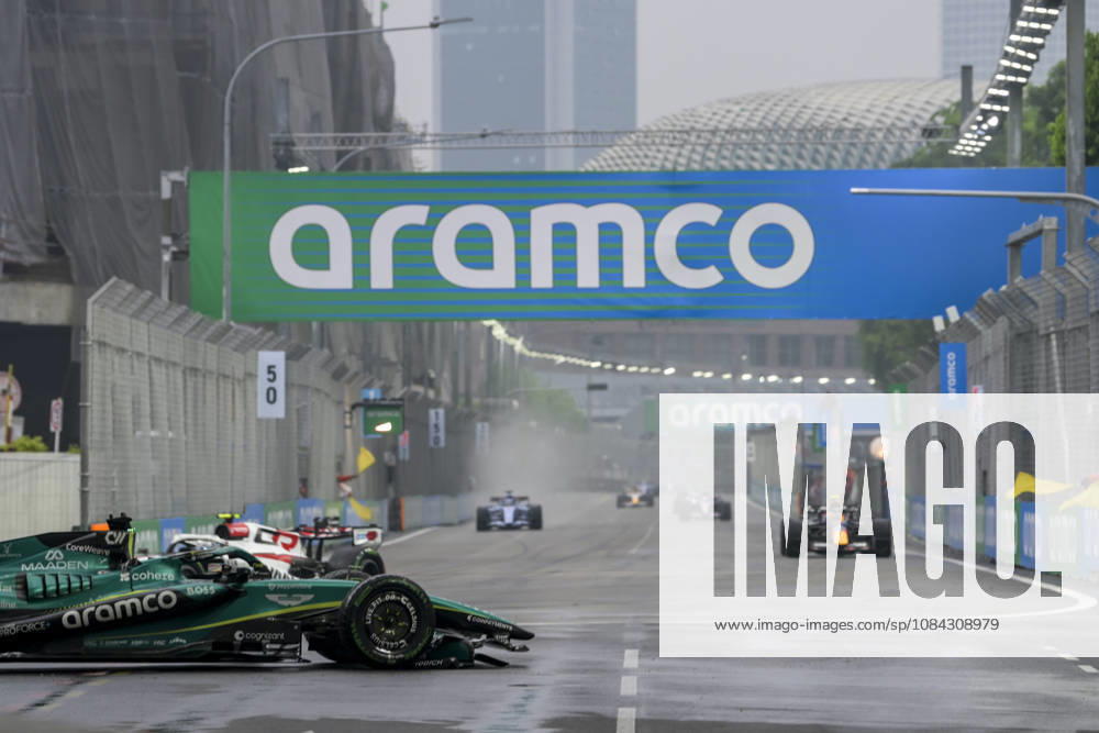 George Russell of Mercedes car on the track after he and Sergio Perez of Cadillac collide during the sprint on Saturday 10th October , Singapore Grand Prix 2026, Marina Bay Street Circuit. Singapore Singapore - ZUMAc251 20261010_znp_c251_019