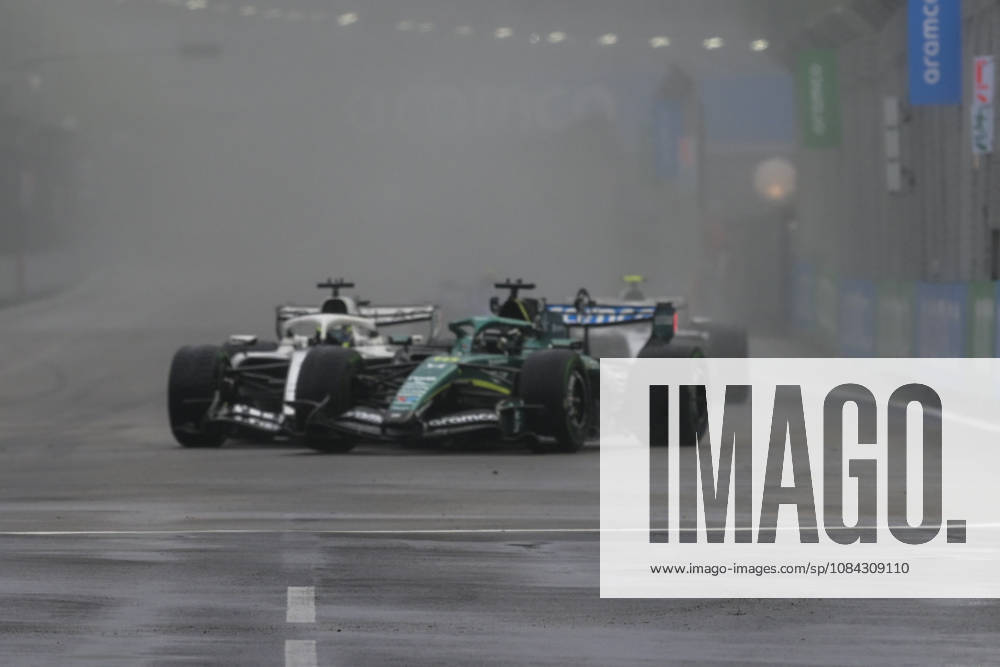 George Russell of Mercedes and Sergio Perez of Cadillac collide during the sprint on Saturday 10th October , Singapore Grand Prix 2026, Marina Bay Street Circuit. Formula 1: Singapore Grand Prix 2026 - ZUMAc251 20261010_znp_c251_037