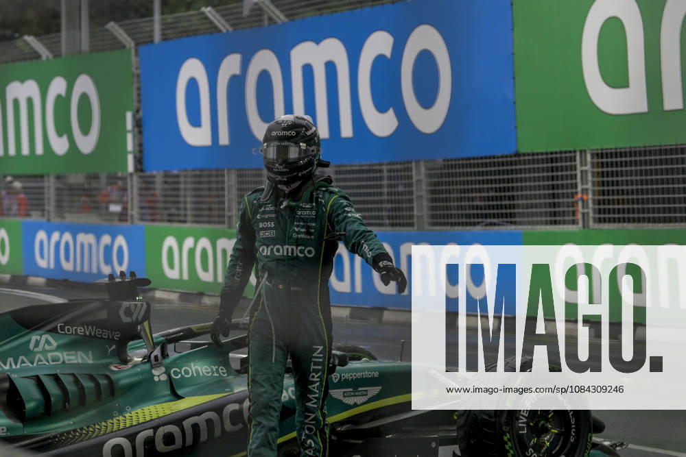 George Russell of Mercedes gets out of his car after colliding with Sergio Perez of Cadillac during the sprint on Saturday 10th October , Singapore Grand Prix 2026, Marina Bay Street Circuit. Singapore Singapore - ZUMAc251 20261010_znp_c251_045