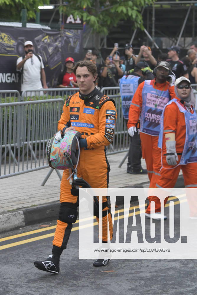 Oscar Piastri of McLaren walks out after teammate Lando Norris of McLaren collided with him Saturday 10th October , Singapore Grand Prix 2026, Marina Bay Street Circuit. Singapore Singapore - ZUMAc251 20261010_znp_c251_056