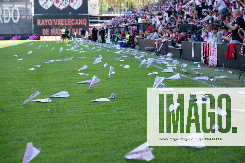 ESP: LaLiga EA Sports Rayo Vallecano v Athletic Club Paper balls and airplanes thrown in Vallecas as a form of protest against Martin Presa president of Rayo Vallecano during LaLiga EA Sports between Rayo Vallecano v Athletic Club played at Vallecas Stadium in Madrid on October 10, 2026 in Spain Spain Futbol