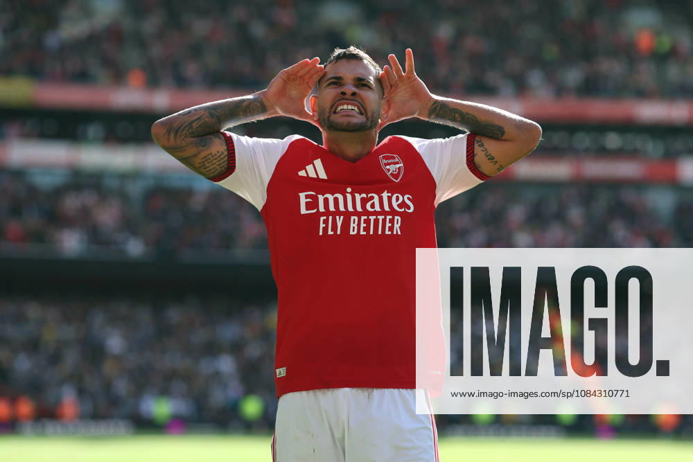 Arsenal v Leeds United 10 October 2026, London - Premier League Football - Arsenal v Leeds United - Bruno Guimaraes of Arsenal celebrates after scoring the second goal for his team - Photo: Charlotte Wilson Offside. London UK