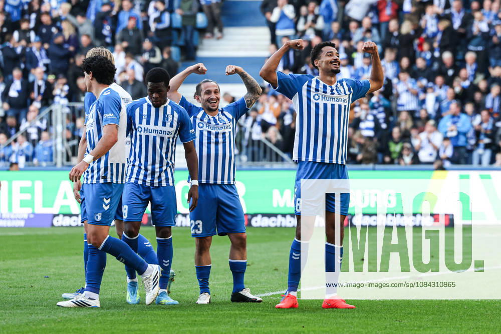 Torjubel - Torschütze Emmanuel Iyoha (1. FC Magdeburg,8) trifft zum 2-0 mit Baris Atik (1. FC Magdeburg,23) - 2. Fussball Bundesliga Saison 2026-2027 1. FC Magdeburg vs. Hannover 96 in der Avnet Arena in Magdeburg - Aktion,Fußball,Mann,Männer,Deutschland