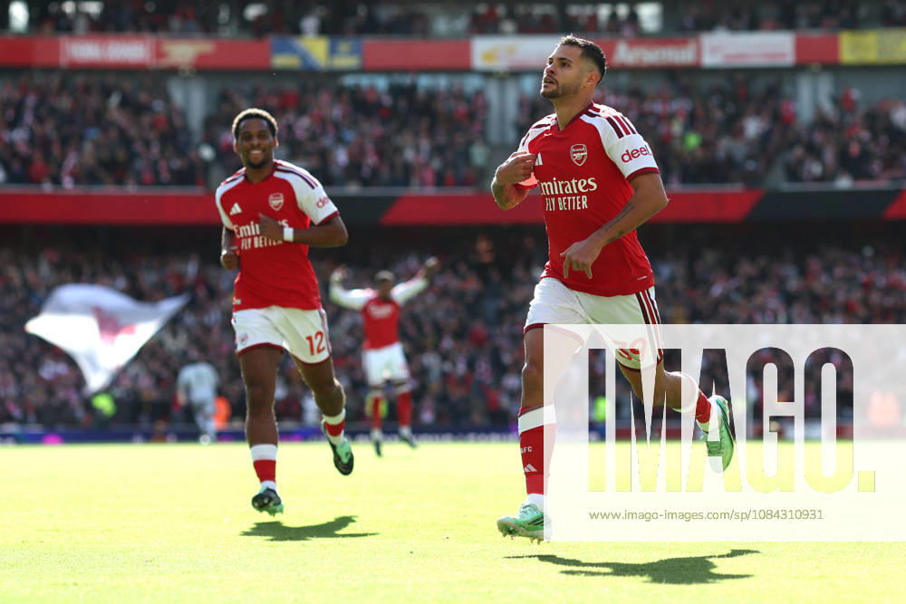 Arsenal v Leeds United 10 October 2026, London - Premier League Football - Arsenal v Leeds United - Bruno Guimaraes of Arsenal celebrates after scoring the second goal for his team - Photo: Charlotte Wilson Offside. London UK