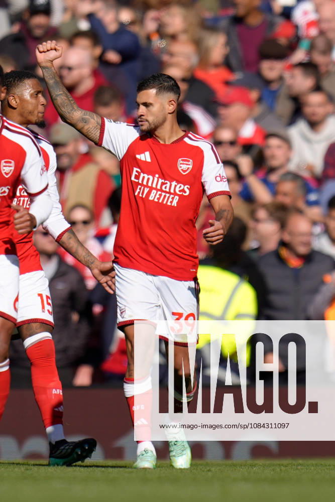 10th October 2026; Emirates Stadium, London, England; Premier League Football, Arsenal versus Leeds United; Bruno Guimaraes of Arsenal celebrates with supporters after scoring to make it 2-1 in the 70th minute TomxMajor