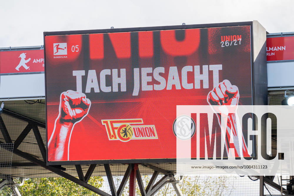 Deutschland: Fussball 1. Bundesliga, 5. Spieltag 2026 2027, 1.FC Union Berlin - SV Elversberg am 10.10.2026 in Berlin (Stadion An der Alten Försterei): Anzeigetafel, Stadionanzeige,