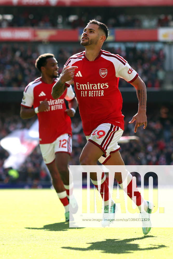 Arsenal v Leeds United 10 October 2026, London - Premier League Football - Arsenal v Leeds United - Bruno Guimaraes of Arsenal celebrates after scoring the second goal for his team - Photo: Charlotte Wilson Offside. London UK