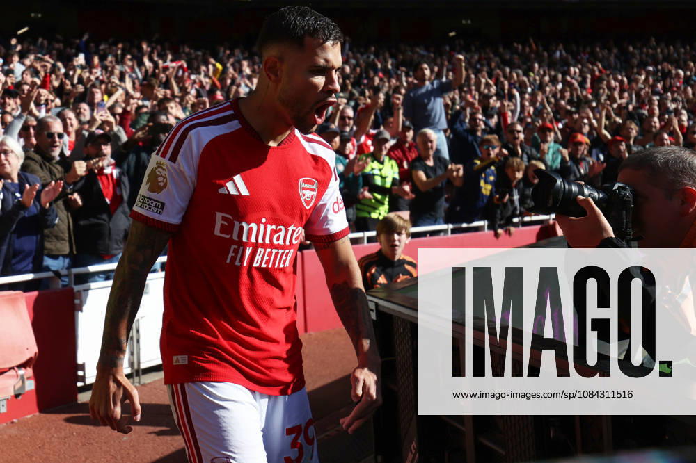 Arsenal v Leeds United 10 October 2026, London - Premier League Football - Arsenal v Leeds United - Bruno Guimaraes of Arsenal celebrates after scoring the winning goal for his team - Photo: Charlotte Wilson Offside. London UK