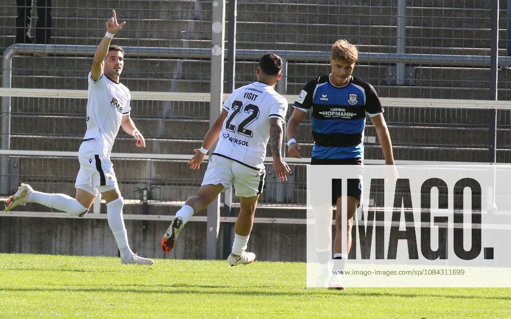 Frankfurt am Main, PSD Bank Arena Regionalliga Südwest Saison 2026 2027 FSV Frankfurt - SV Sandhausen Torjubel nach dem Tor zum 1:2 durch Mert Tasdelen (Sandhausen)