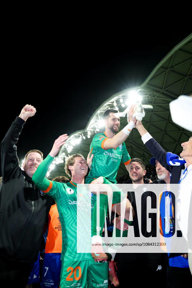 MELBOURNE, AUSTRALIA - OCTOBER 10: Javier Lopez of South Melbourne FC celebrates after defeating Melbourne Victory FC in the 2026 Hahn Australia Cup Final at AAMI Park on October 10, 2026 in Melbourne, Australia. South Melbourne FC V Melbourne Victory FC - Australia Cup 2026 Final - ZUMAp121 20261010_zsp_p121_018