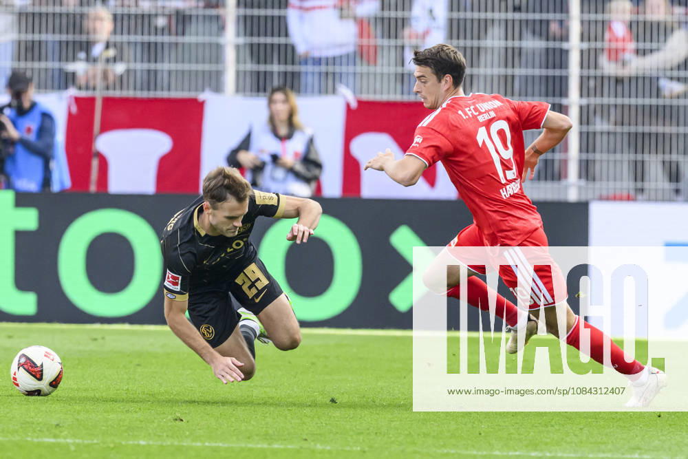 Im Bild v.l.: Tom Zimmerscheid (SV Elversberg, 29), Janik Haberer (Union Berlin, 19), Zweikampf, Action, Kampf, kaempft um den Ball, GER, Berlin, Fussball, 1. FC Union Berlin vs SV Elversberg, in der Alten Försterei, 10.10.2026, DFB DFL REGULATIONS PROHIBIT ANY USE OF PHOTOGRAPHS AS IMAGE SEQUENCES AND OR QUASI-VIDEO,