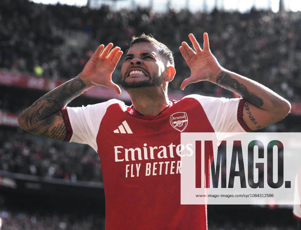 Football - 2026 2027 Premier League - Arsenal vs Leeds United - Emirates Stadium - Saturday 10th October 2026 Bruno Guimaraes of Arsenal celebrates scoring the winning goal