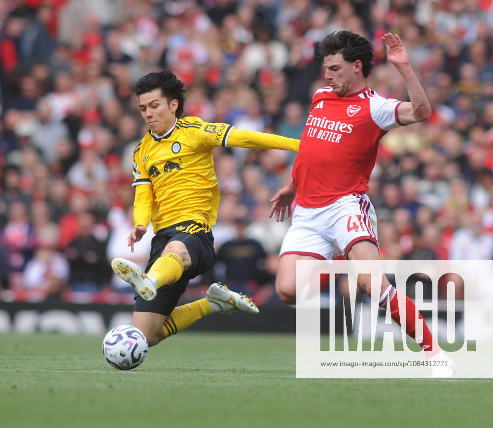 Football - 2026 2027 Premier League - Arsenal vs Leeds United - Emirates Stadium - Saturday 10th October 2026 Declan Rice of Arsenal and Ao Tanaka of Leeds