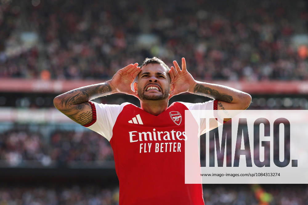 Arsenal v Leeds United 10 October 2026, London - Premier League Football - Arsenal v Leeds United - Bruno Guimaraes of Arsenal celebrates scoring their 2nd goal - Photo: Charlotte Wilson Offside. London UK