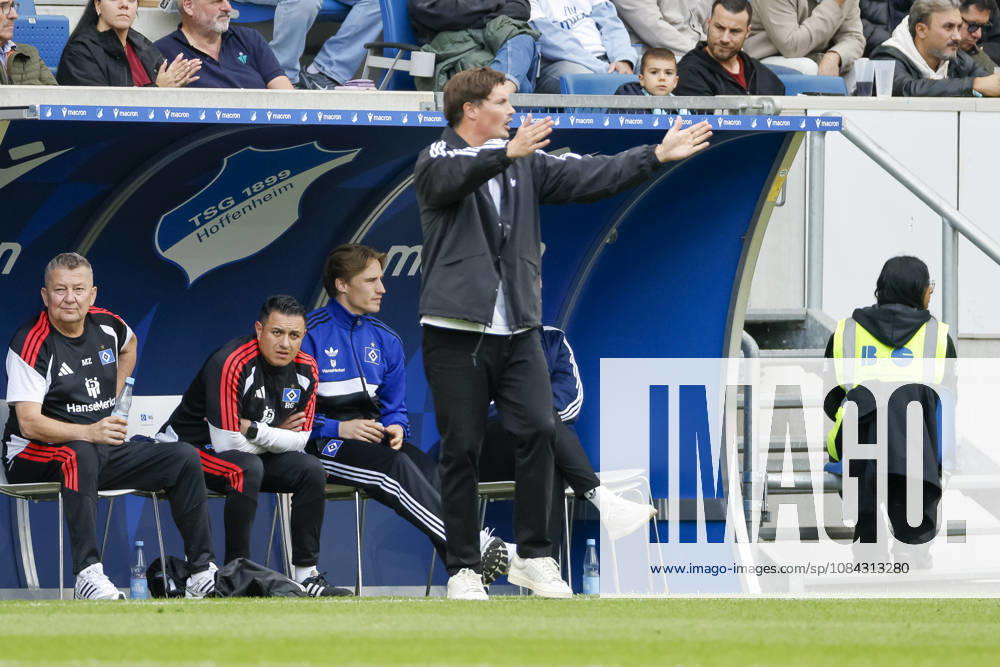 Merlin Polzin (Hamburger SV, Trainer), Mimik, Gesichtsausdruck, Emotion , Deutschland, Fussball, 1. Bundesliga, 5.Spieltag, 2026 2027, TSG Hoffenheim vs. Hamburger SV, 10.10.2026, Sinsheim SNP Arena Deutschland