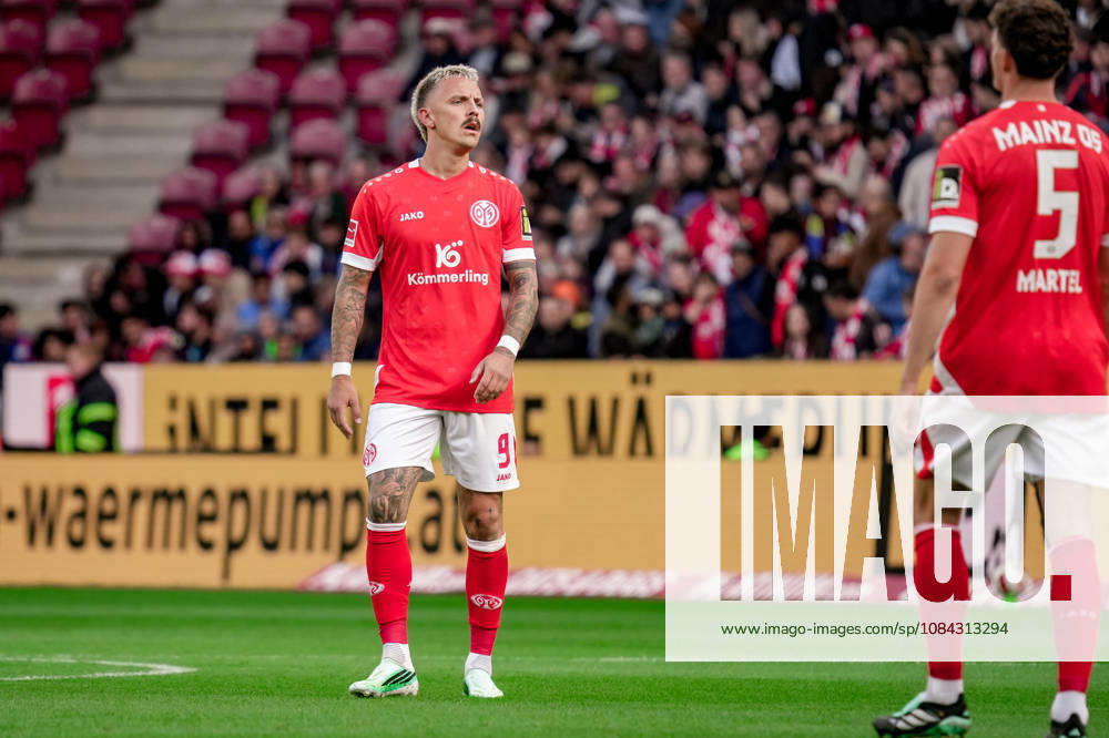 Deutschland: Fussball Saison 2026 2027 , 1. Bundesliga , 5. Spieltag , 1. FSV Mainz 05 vs. Bayer 04 Leverkusen - MEWA-Arena (Mainz) : Phillip Tietz (1. FSV Mainz 05, 9) Mimik, Gesichtsausdruck, Emotion Mainz MEWA-Arena Deutschland Germany
