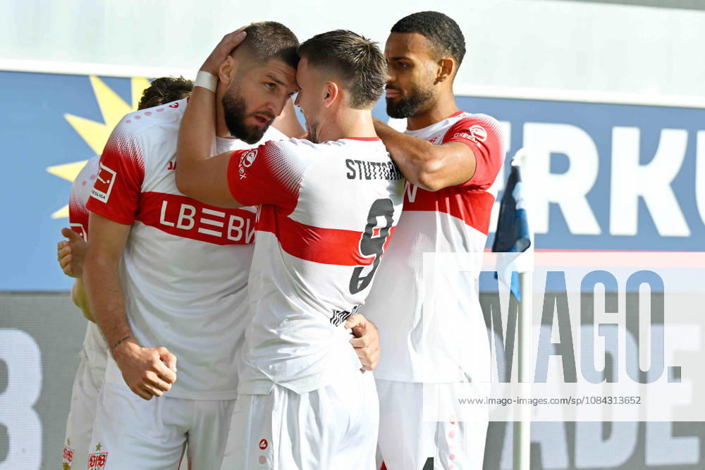 Paderborn, Home-Deluxe-Arena, 10.10.26, GER, Herren, 1.Bundesliga, Saison 2026-2027, SC Paderborn 07 - VfB Stuttgart Bild: Julian CHABOT (Stuttgart) jubelt nach seinem Tor zum 0:1 DFL regulations prohibit any use of photographs as image sequences and or quasi-video. Nordrhein-Westfalen Deutschland