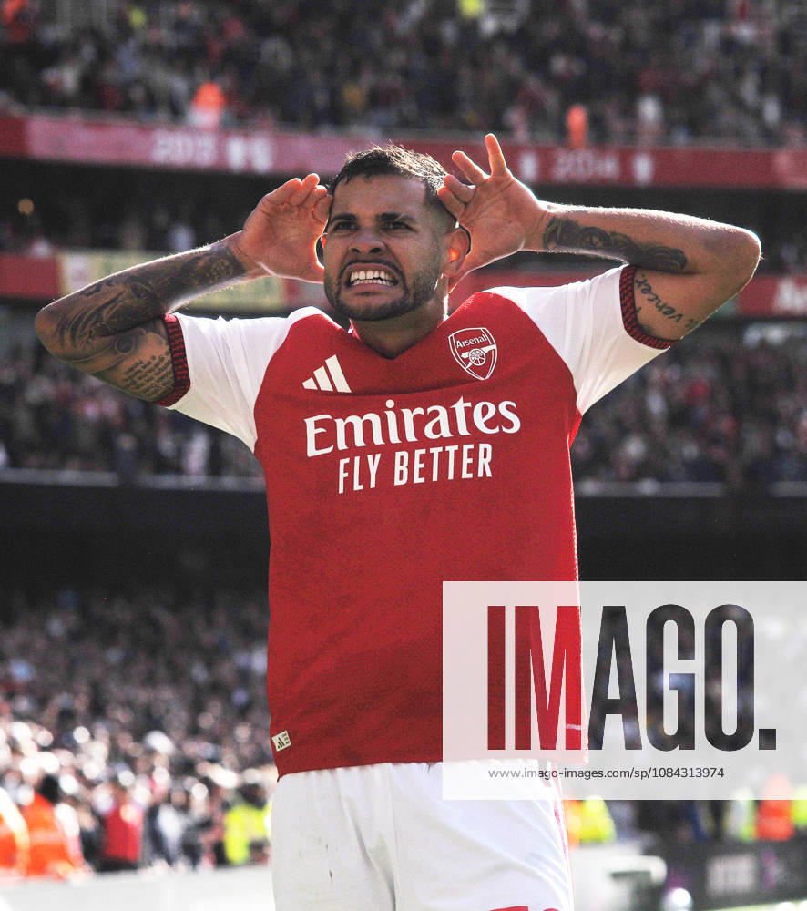 Football - 2026 2027 Premier League - Arsenal vs Leeds United - Emirates Stadium - Saturday 10th October 2026 Bruno Guimaraes of Arsenal celebrates scoring the winning goal