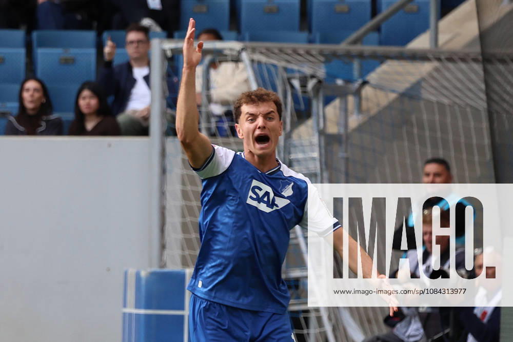 Fussball 1.Bundesliga, TSG 1899 Hoffenheim - Hamburger SV v.l. Fisnik Asllani (TSG 1899 Hoffenheim) gibt Anweisungen, gestikuliert, mit den Armen gestikulieren gives instructions, gesticulate enttaeuscht, enttäuscht, schaut enttaeuscht, niedergeschlagen, disappointed Sinsheim