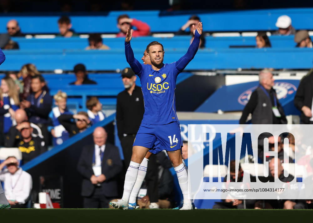 10th October 2026; Stamford Bridge, London, England; Premier League Football, Chelsea versus Bournemouth; Jordan Henderson of Chelsea celebrates after scoring his sides 1st goal in the 1st minute to make it 1-0 JohnxPatrickxFletcher