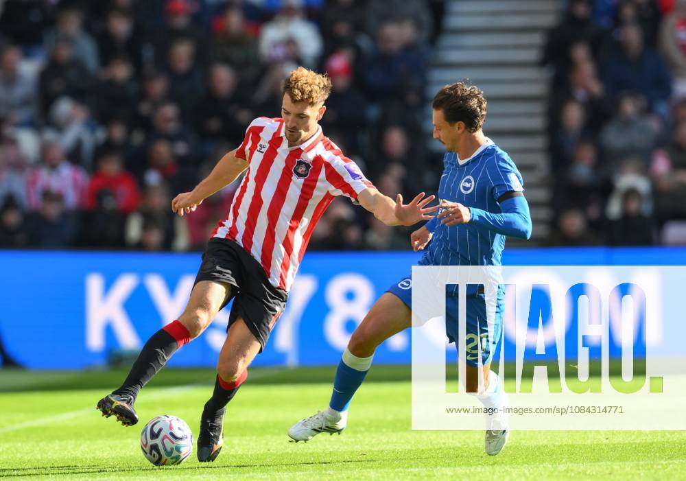 Thomas Meunier of Sunderland (left) and Olivier Boscagli of Brighton & Hove Albion Sunderland v Brighton & Hove Albion, Premier League, Football, Stadium of Light, Sunderland, UK - 10 Oct 2026Sunderland Stadium of Light United Kingdom