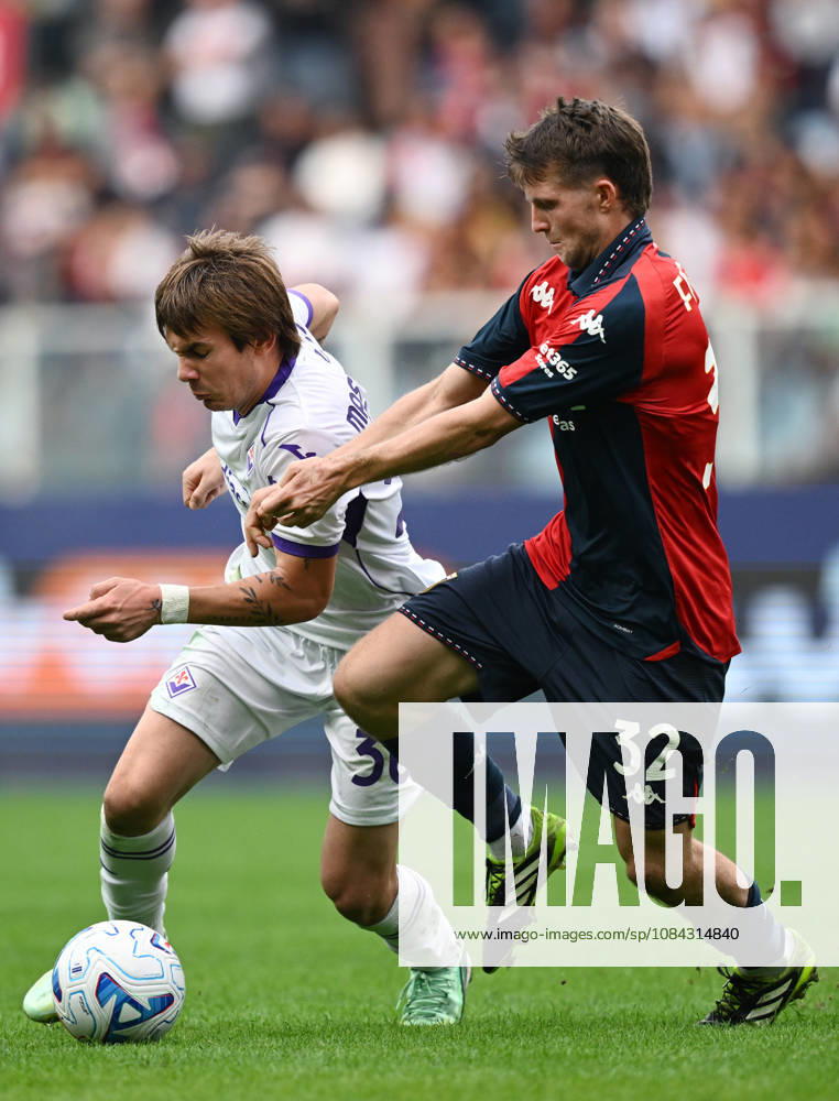 Mg Genova 10 10 2026 - campionato di calcio serie A Genoa-Fiorentina foto Matteo Gribaudi Image nella foto: Franco Mastantuono-Morten Fendrup
