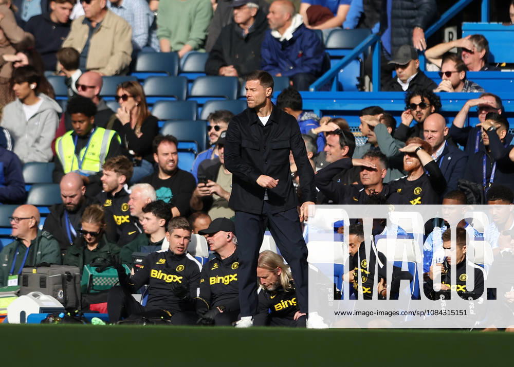 10th October 2026; Stamford Bridge, London, England; Premier League Football, Chelsea versus Bournemouth; Chelsea manager Xabi Alonso observing his players from the touchline JohnxPatrickxFletcher