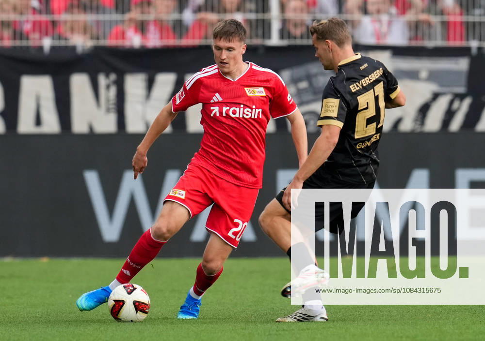 Michel Aebischer (1. FC Union Berlin, 20) gegen Lasse Guenther (SV Elversberg, 21). GER, 1.FC Union Berlin vs SV Elversberg, 1. Bundesliga, 5. Spieltag, Saison 2026-27, Stadion An der Alten Foersterei, Berlin, 10.10.2026 DFL REGULATIONS PROHIBIT ANY USE OF PHOTOGRAPHS AS IMAGE SEQUENCES AND OR QUASI-VIDEO 1.FC Union Berlin vs SV Elversberg, 1. Bundesliga, 5. Spieltag, Saison 2026-27, 10.10.2026 Berlin