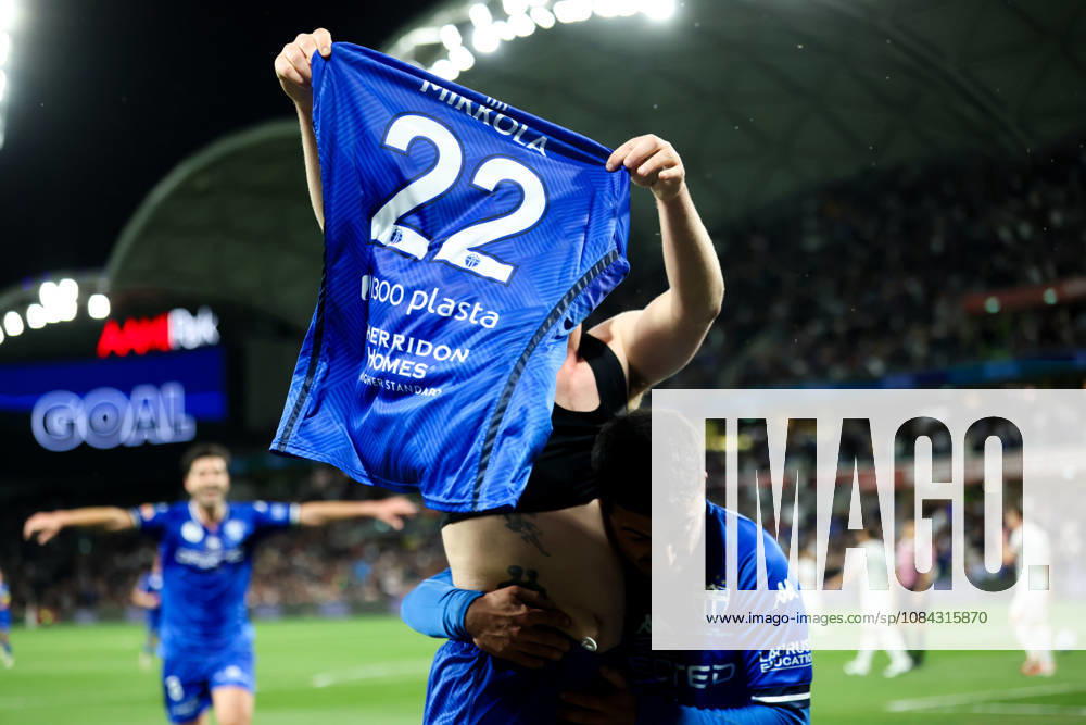 MELBOURNE, AUSTRALIA - OCTOBER 10: Maximillian Mikkola celebrates scoring in the Australia Cup Final match between South Melbourne FC and Melbourne Victory FC at AAMI Park on October 10, 2026 in Melbourne, Austr0alia. South Melbourne FC V Melbourne Victory FC - Australia Cup 2026 Final - ZUMAp121 20261010_zsp_p121_033
