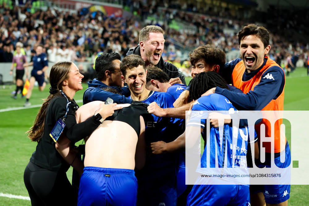 MELBOURNE, AUSTRALIA - OCTOBER 10: Maximillian Mikkola celebrates scoring in the Australia Cup Final match between South Melbourne FC and Melbourne Victory FC at AAMI Park on October 10, 2026 in Melbourne, Austr0alia. South Melbourne FC V Melbourne Victory FC - Australia Cup 2026 Final - ZUMAp121 20261010_zsp_p121_035